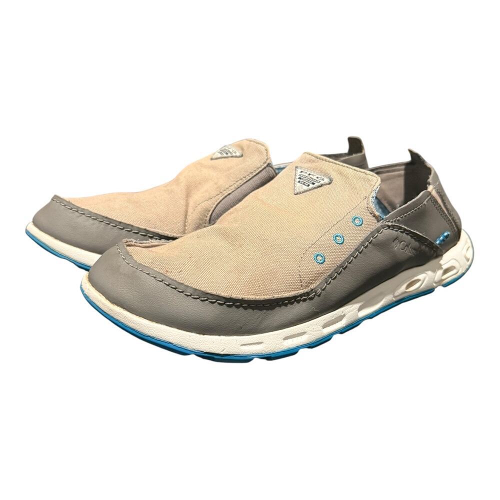 Columbia Men’s Slip On Boat Shoes Size 9 Wide Gray Beige Comfort Casual Loafers